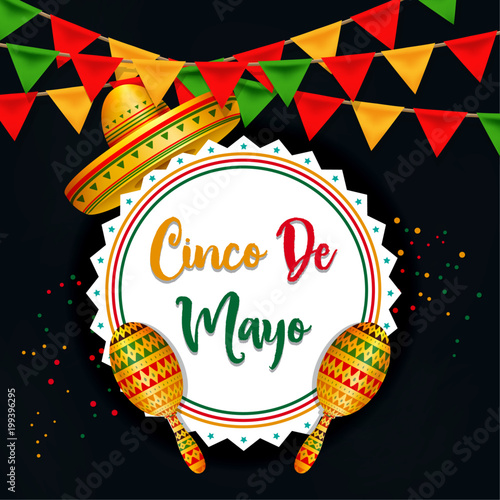 Cinco De Mayo vector design with sombrero.