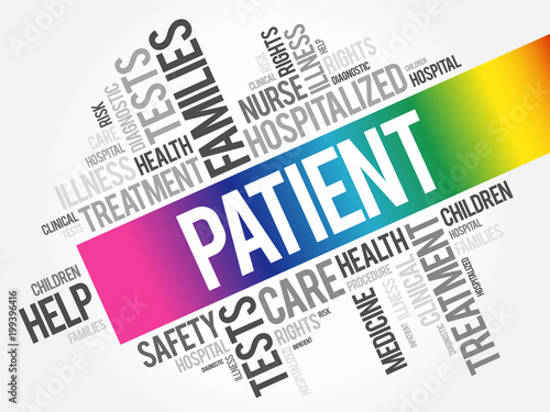 Patient word cloud collage, health concept background