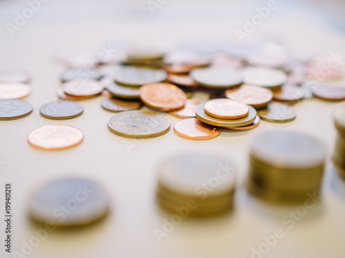 Coins - Close up a pile of coins, business concept, financial concept, Saving concept