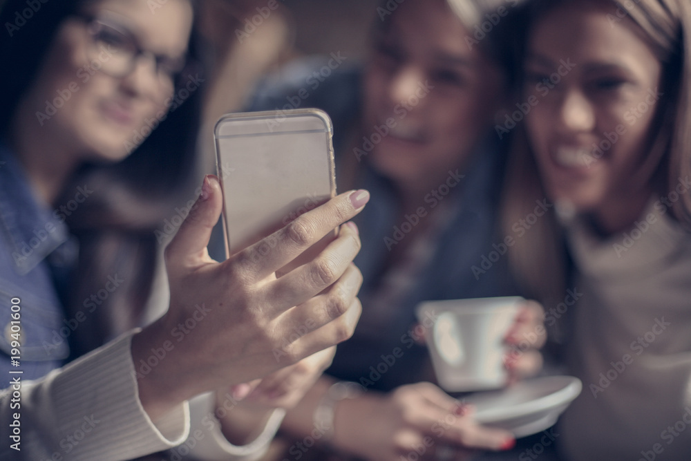 Self portrait of young three girls. Focus is on hand. Self portrait of young three girls. Focus is on hand.