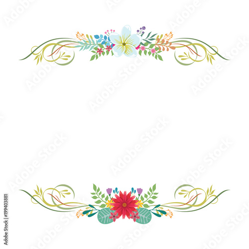 Fototapeta Naklejka Na Ścianę i Meble -  Invitation Design with a floral frame