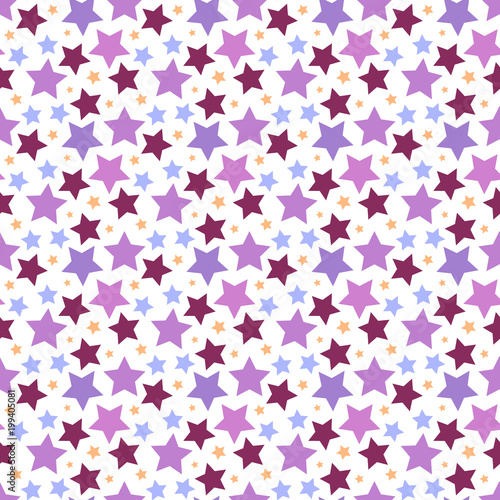 Funny colorful stars vector seamless pattern.
