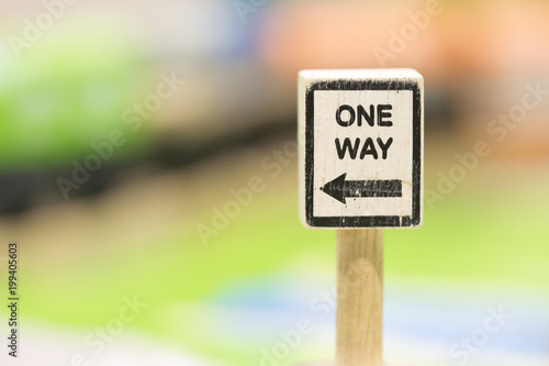 one way sigh - Toy Set Street Signs - Play set Educational toys for preschool indoor playground (selective focus)