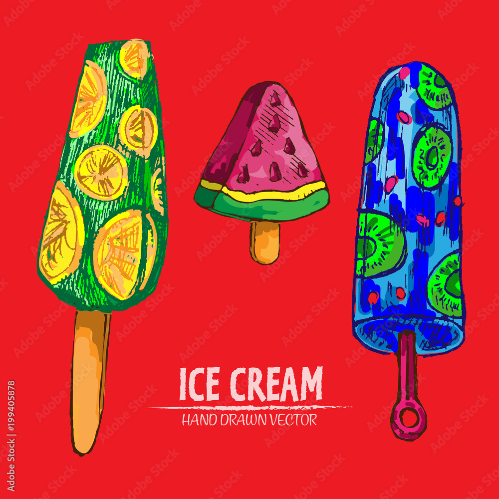 Digital vector detailed line art juicy ice cream Digital vector detailed line art juicy ice cream