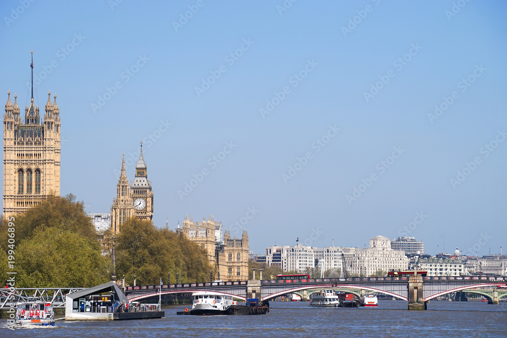 View of Palace of Westminster and Big Ben over The Lambeth Bridge