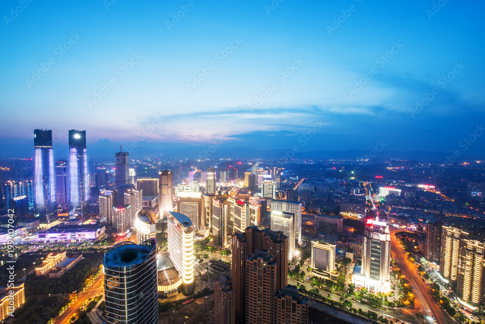 Obraz premium Sky night view of the city night, China Nanchang