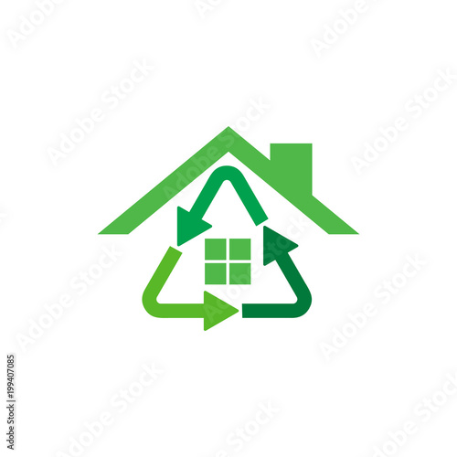 Recycle House Logo Icon Design