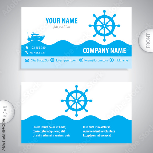 business card - steering wheel rudder - ship steering - company presentations