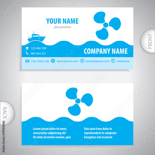 business card - Boat propeller - maritime symbols - company presentations