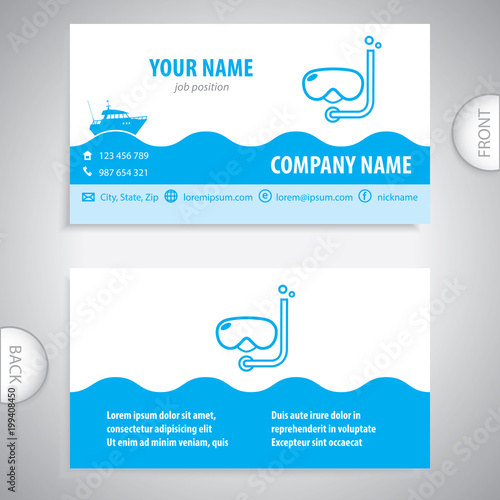business card - scuba diving - boat trip - company presentations