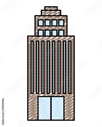 doodle architecture buliding city with windows design