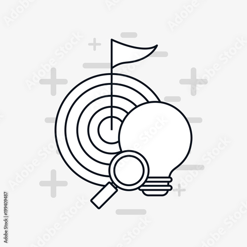 seo design with target and bulb over gray background, vector illustration