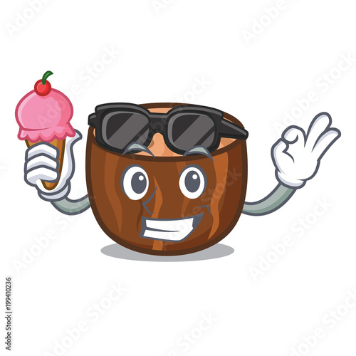 Ice cream cool nutmeg character cartoon style