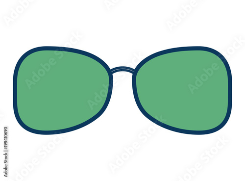 sunglasses optic accessory object icon vector illustration green and blue