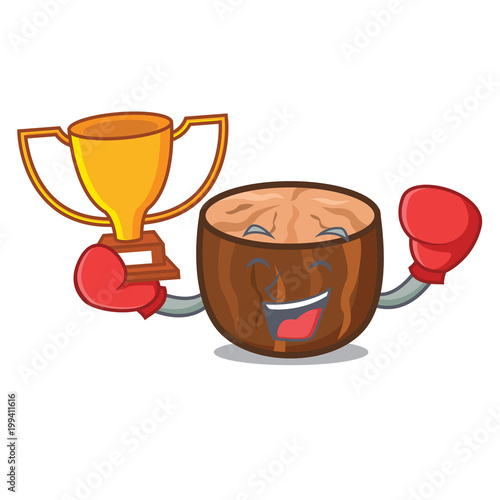Boxing winner nutmeg mascot cartoon style