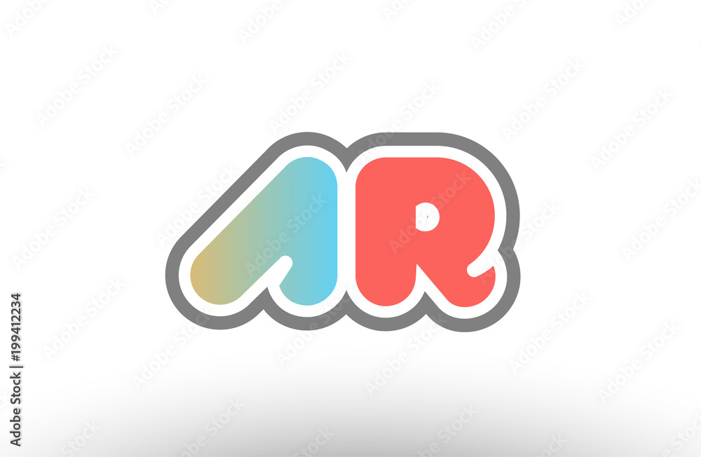 orange pastel blue alphabet letter ar a r logo combination icon design