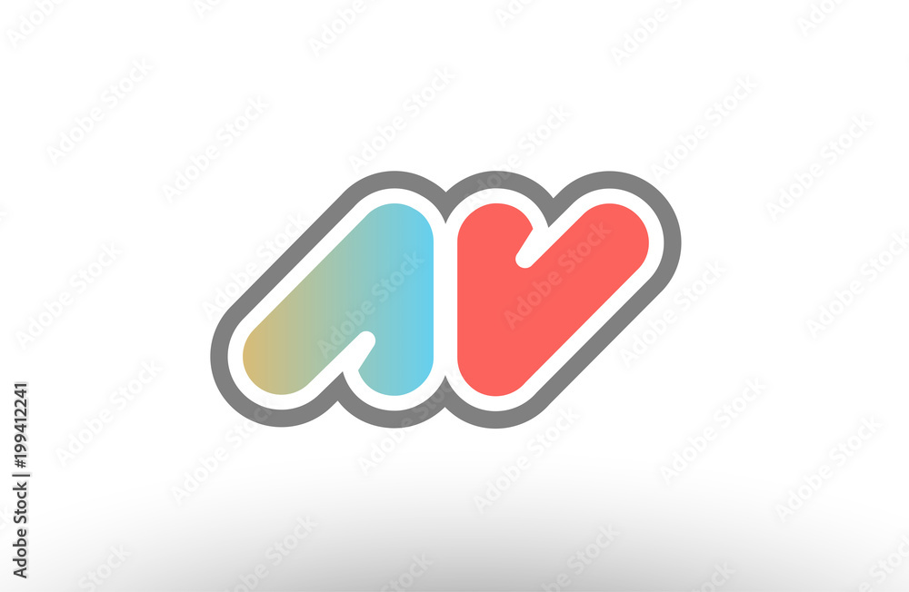 orange pastel blue alphabet letter av a v logo combination icon design orange pastel blue alphabet letter av a v logo combination icon design