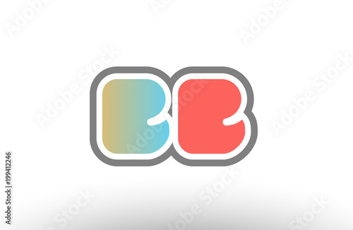 orange pastel blue alphabet letter bb b b logo combination icon design