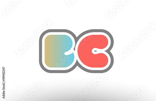 orange pastel blue alphabet letter bc b c logo combination icon design