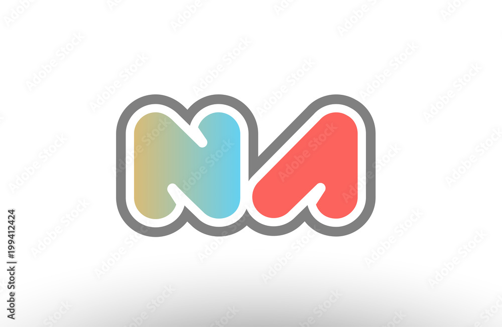 orange pastel blue alphabet letter na n a logo combination icon design orange pastel blue alphabet letter na n a logo combination icon design