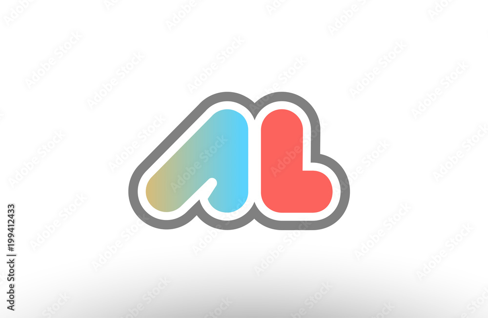 orange pastel blue alphabet letter al a l logo combination icon design orange pastel blue alphabet letter al a l logo combination icon design