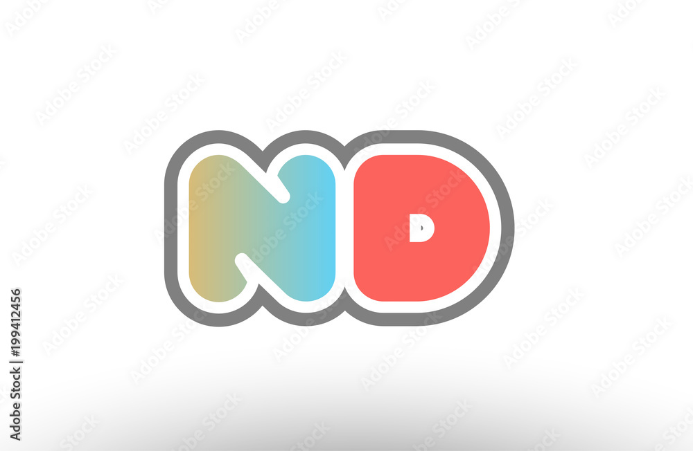 orange pastel blue alphabet letter nd n d logo combination icon design orange pastel blue alphabet letter nd n d logo combination icon design