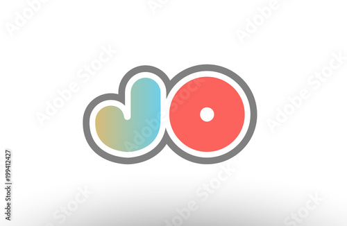 orange pastel blue alphabet letter jo j o logo combination icon design