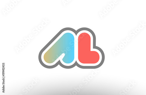 orange pastel blue alphabet letter al a l logo combination icon design