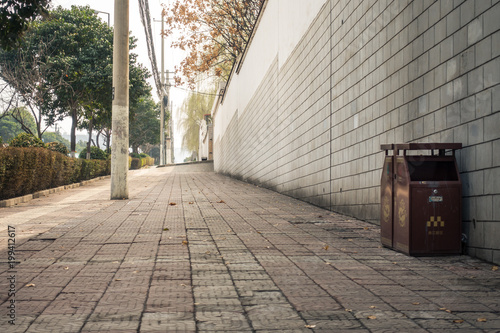 Photography Old Empty Sidewalk in Xi'an, China, March 2018