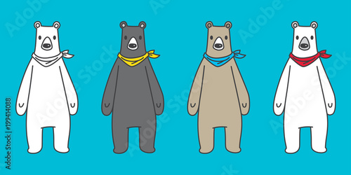Fototapeta Naklejka Na Ścianę i Meble -  Bear vector logo icon polar bear illustration teddy scarf doodle cartoon