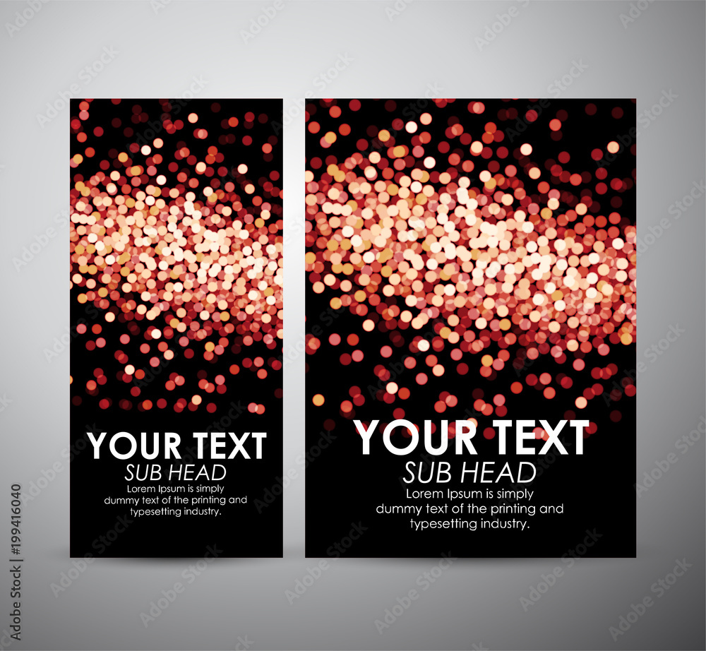 Abstract red sparkle glittering background on Brochure business design template or roll up.