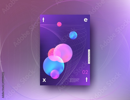 Abstract banner A4 with liquid bubbles shapes and lines Corporate template for banner poster cover flyer 3d design elements Vector
