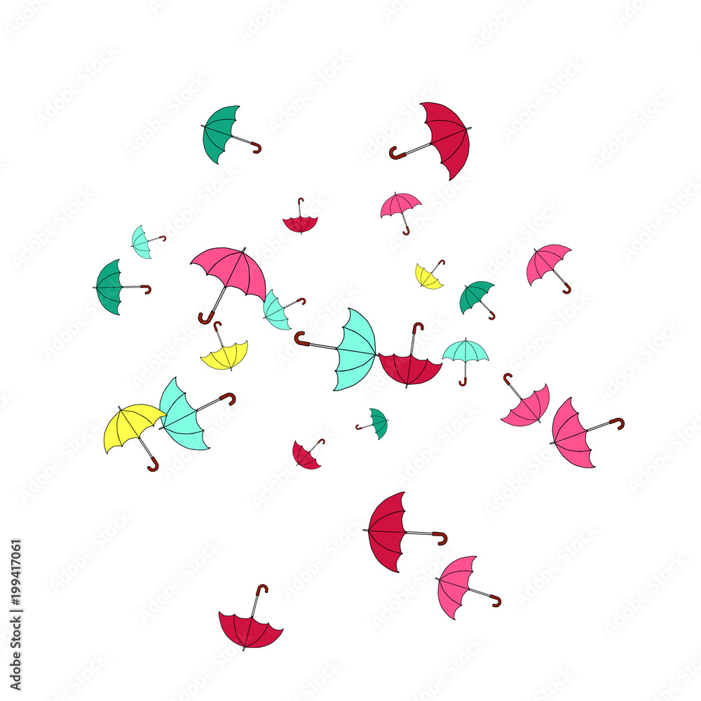Pretty summer background with umbrellas. Umbrellas In Cartoon Free Style. Pattern Art Illustration Vector Pretty summer background with umbrellas. Umbrellas In Cartoon Free Style. Pattern Art Illustration Vector