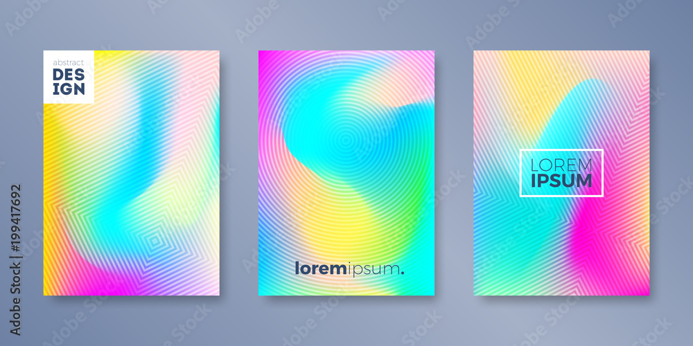 Set of cover design with abstract multicolored blurred effect. Vector illustration template. Universal abstract design for covers, flyers, banners, greeting card, booklet and brochure.