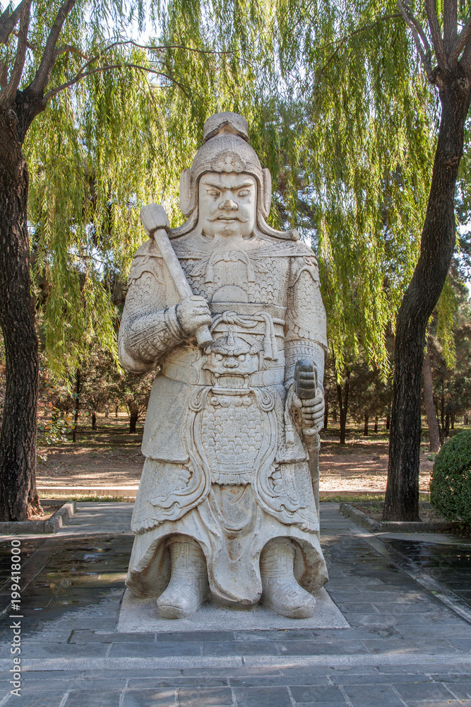 Ancient warrior statue on the Ming Tomb Alley in Beijing, (established in 14th century) 