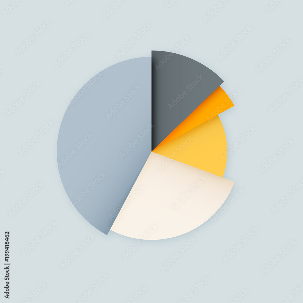 Blank pie chart diagram vector infographics design element mockup