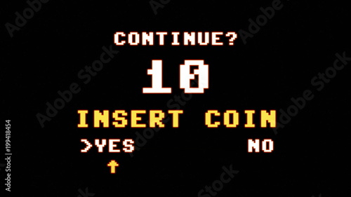 Fotografering The request to insert a coin to continue playing (after a game over screen)