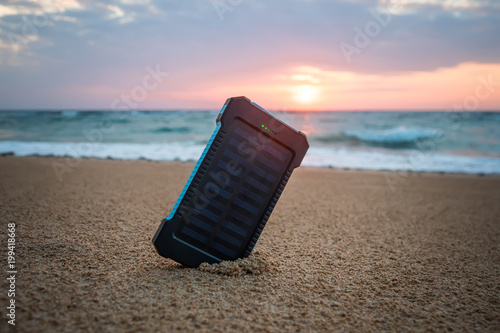 Portable Small Solar Panel near the Atlantic Ocean photo