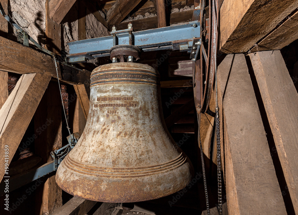 Fototapeta premium Old Church bell and mounting construction.