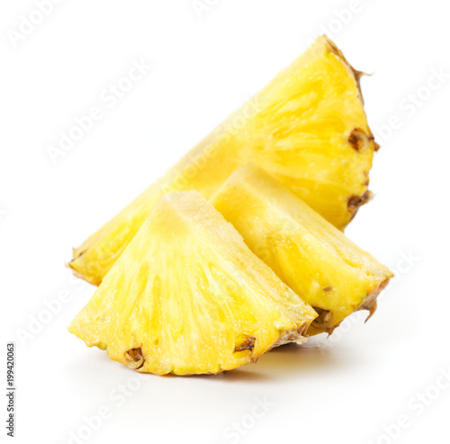 pineapple pieces isolated on white background