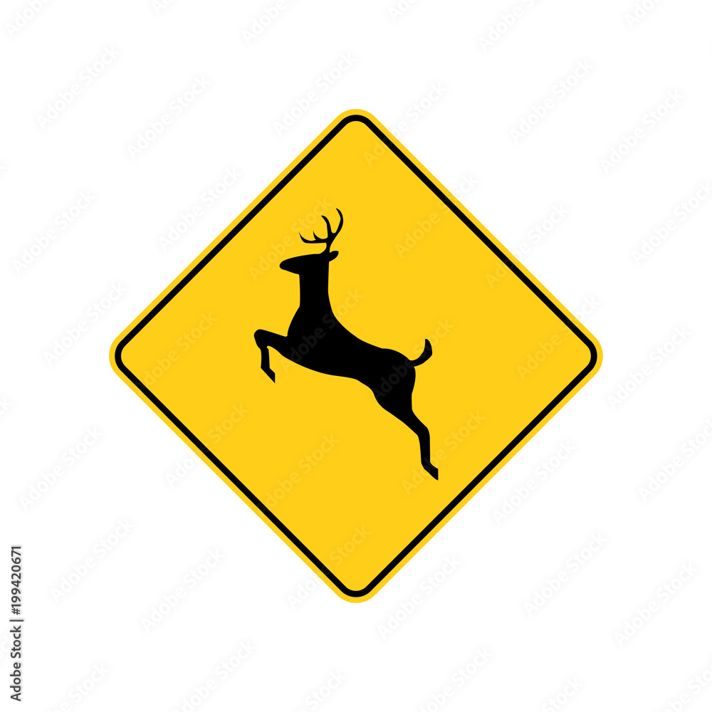 USA traffic road sign. deer crossing ahead. vector illustration
