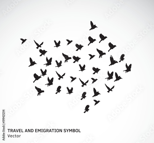 Travel and emigration birds symbol black and white.