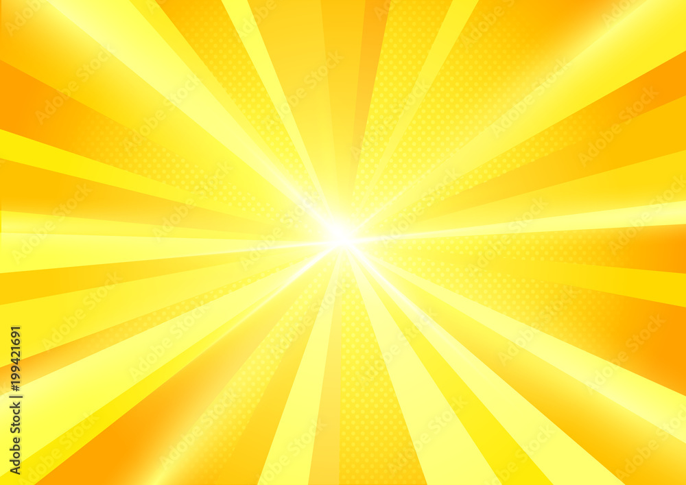 A bright yellow sun burst radiant background. Vector illustration A bright yellow sun burst radiant background. Vector illustration
