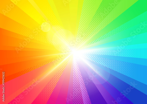 A bright rainbow burst radiant background. Vector illustration