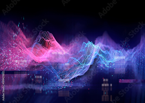 Photo Abstract Visualisation of data and technology in graph form