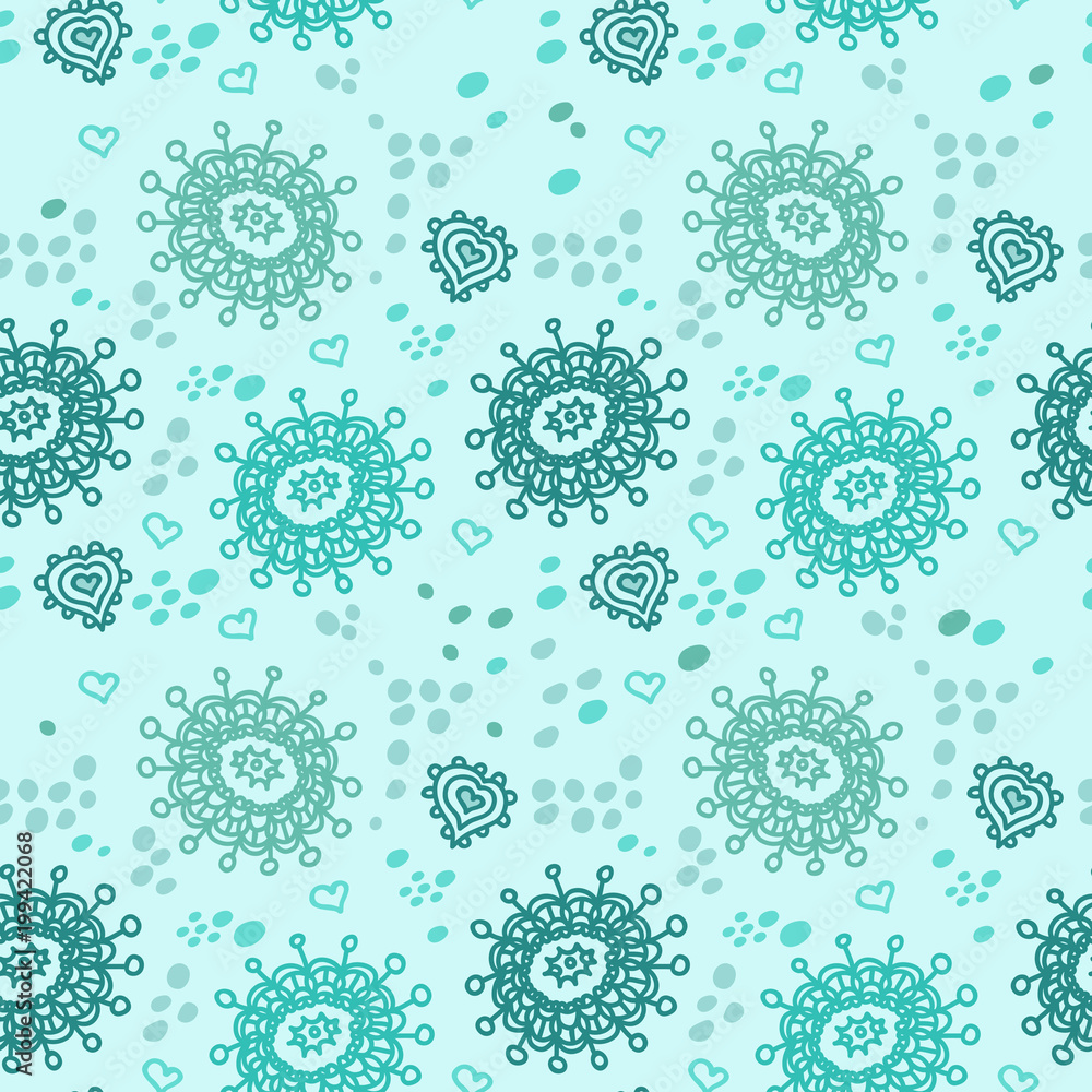 Seamless blue background with doodles. Abstract seamless pattern Vector illustration. EPS 10