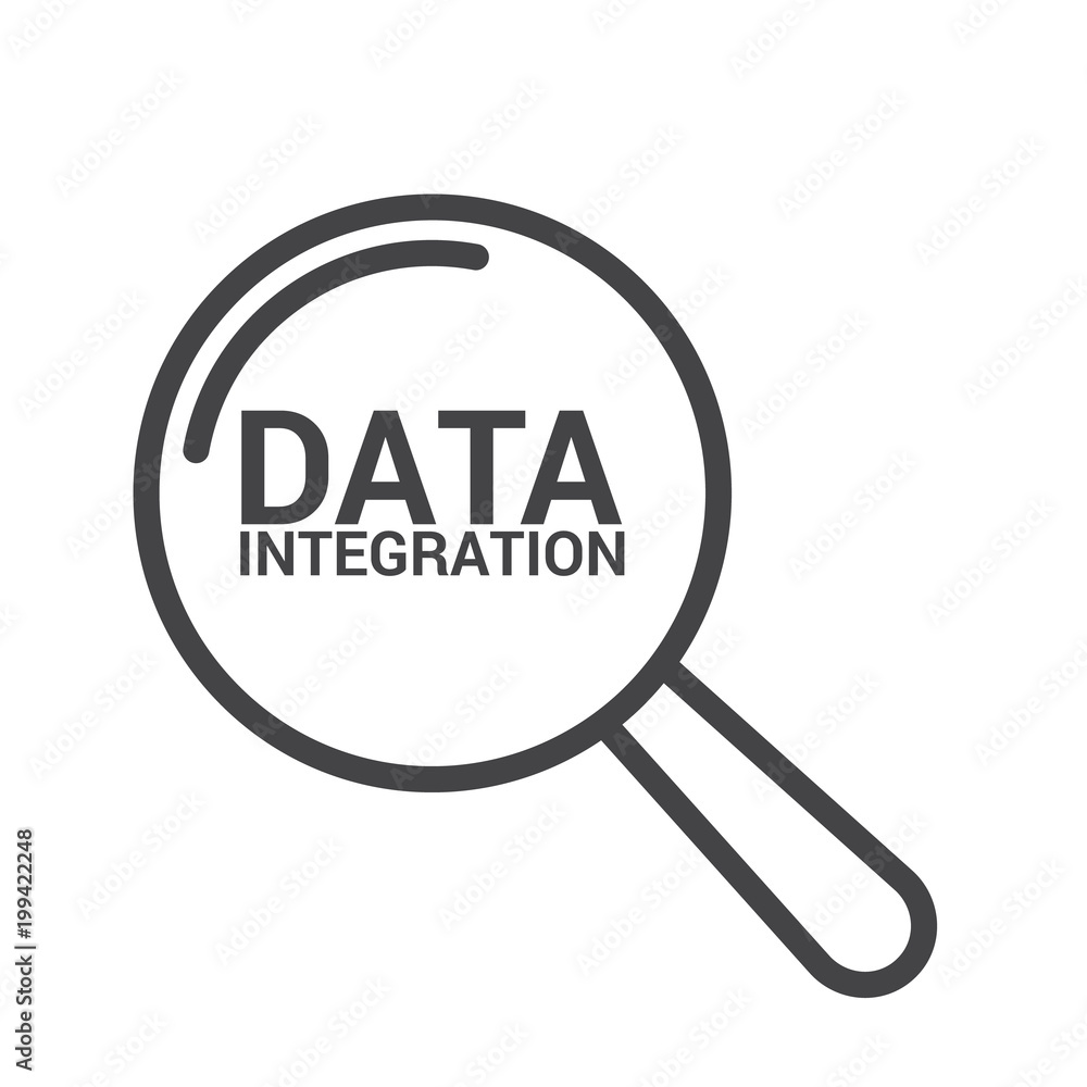 Information Concept: Magnifying Optical Glass With Words Data Integration Information Concept: Magnifying Optical Glass With Words Data Integration