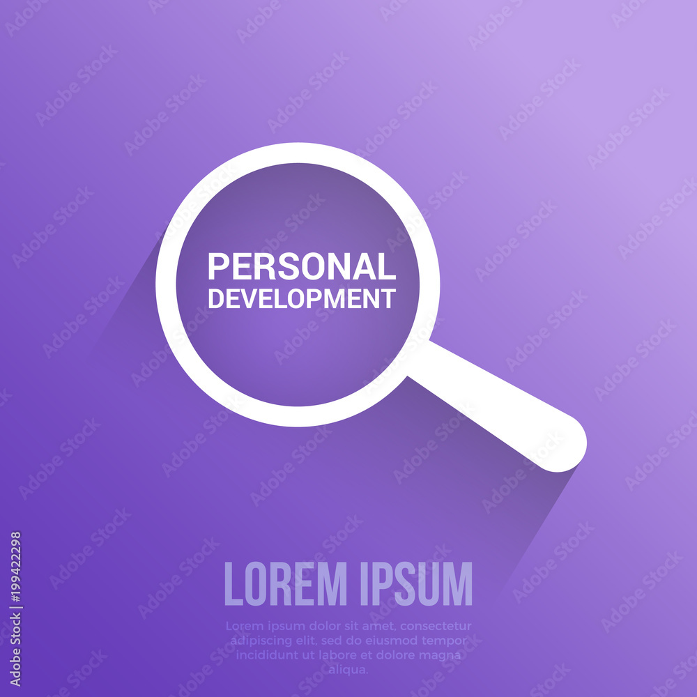 Education Concept: Magnifying Optical Glass With Words Personal Development Education Concept: Magnifying Optical Glass With Words Personal Development