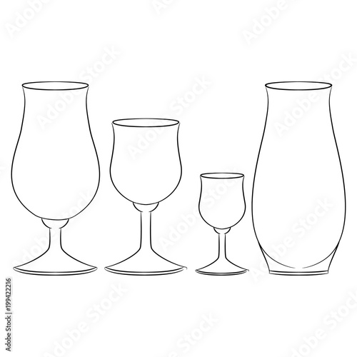 vector contour glasses set drinking party dishes coloring book