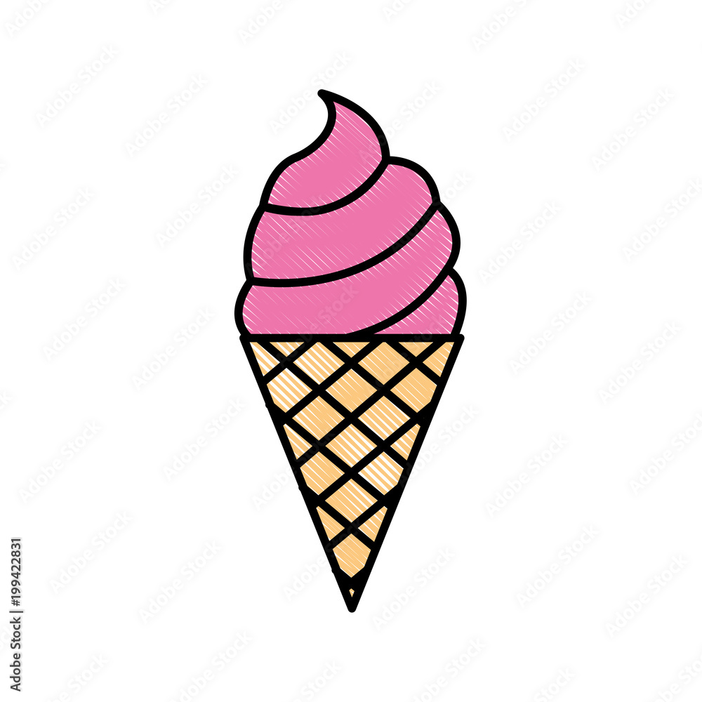 ice cream cone cold tasty sweet vector illustration